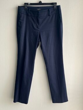 Ann Taylor Blue Navy Straight-Leg Work Dress Pant Trousers Satin Feel size 6P